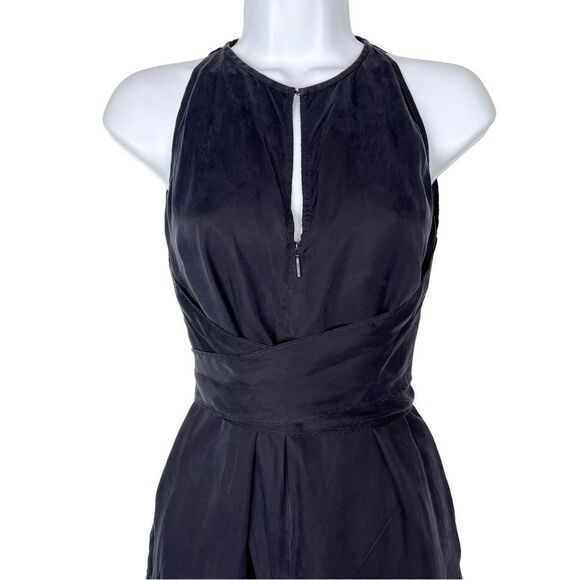 Ted Baker Delvina Halterneck Wide Leg Flowy Wrap Tie Jumpsuit Pocket Dark Navy 4 - Picture 4 of 12